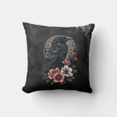 黒い威厳のある烏 クッション (正面)