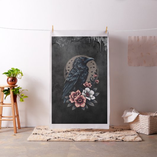 黒い威厳のある烏 ファブリック (インサイチュ)