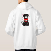 黒い子犬が赤いハートを持っている パーカ (裏面)