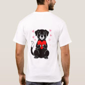 黒い子犬が赤いハートを持っている Tシャツ (裏面)