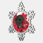 黒い子犬のクリスマス スノーフレークピューターオーナメント (右)