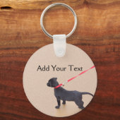 黒い子犬のプリントのキーチェーンビーチ キーホルダー (正面)