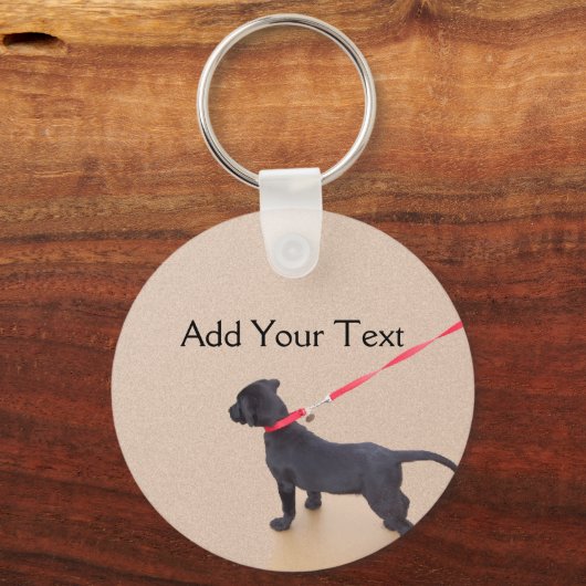 黒い子犬のプリントのキーチェーンビーチ キーホルダー (正面)