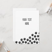 黒い子犬のポープリントとカスタム文字 カード (正面/裏面インサイチュ)