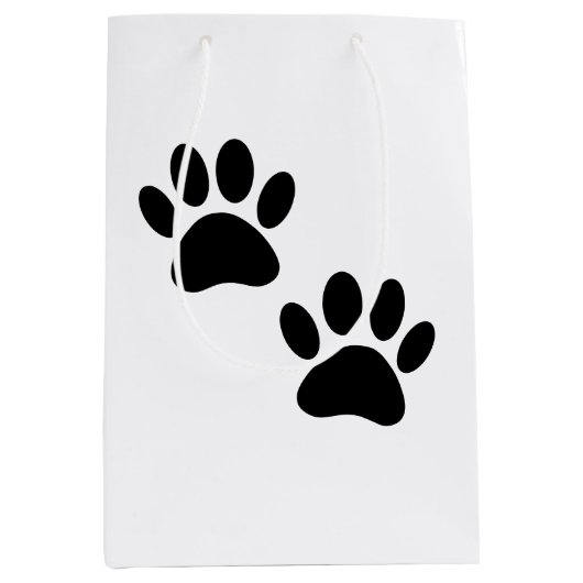 黒い子犬のポープリント ミディアムペーパーバッグ (正面)