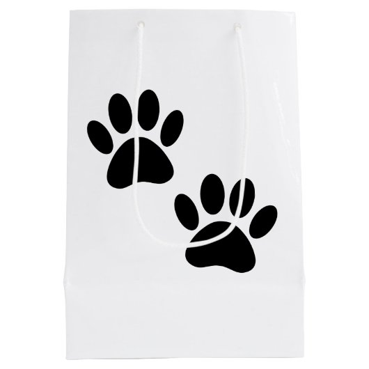 黒い子犬のポープリント ミディアムペーパーバッグ (裏面)