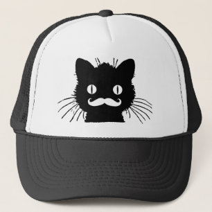 黒い子猫のおもしろいなレトロの髭 キャップ