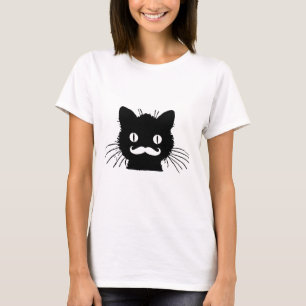 黒い子猫のおもしろいなレトロの髭 Tシャツ
