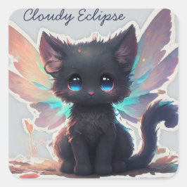 黒い子猫の妖精 スクエアシール