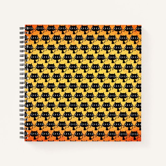 黒い子猫パターン ノートブック (正面)