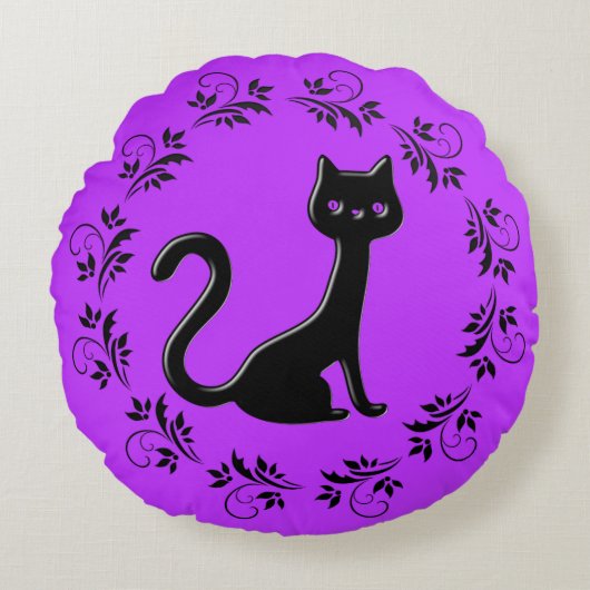 黒い子猫マンガ11 ラウンドクッション (正面)