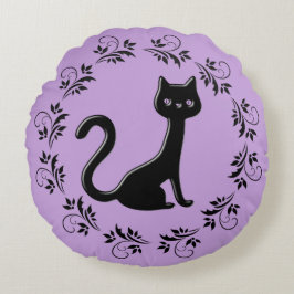 黒い子猫マンガ12 ラウンドクッション