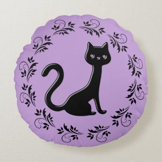 黒い子猫マンガ12 ラウンドクッション (正面)