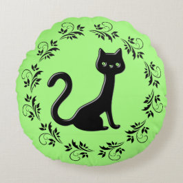 黒い子猫マンガ3 ラウンドクッション
