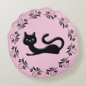 黒い子猫マンガ ラウンドクッション (裏面)