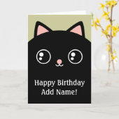 黒い子猫猫の顔のハッピーバースデーのカスタム・カード カード (黄色い花)