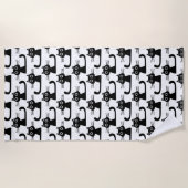 黒い子猫猫パターン-おもしろいのネコ科の動物愛好家 ビーチタオル (正面)