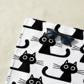 黒い子猫猫パターン-おもしろいのネコ科の動物愛好家 ビーチタオル (インサイチュ)