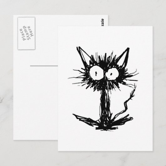 黒い子猫 ポストカード (正面/裏面)