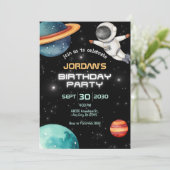 黒い宇宙の惑星での宇宙飛行士の誕生日 招待状 (スタンド正面)