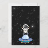 黒い宇宙の惑星での宇宙飛行士の誕生日 招待状 (裏面)