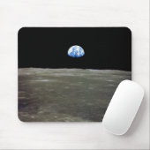 黒い宇宙の月から見た地球：地球の出 マウスパッド (マウス)