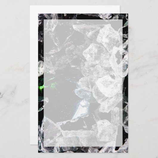 黒い宇宙空間の白い結晶 便箋 (正面/裏面)