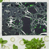 黒い宇宙、ニット上の不完全な白フラクタル キッチンタオル (折り畳み)