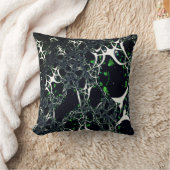 黒い宇宙、ニット上の不完全な白フラクタル クッション (ブランケット)
