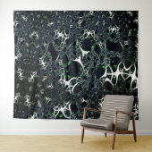 黒い宇宙、ニット上の不完全な白フラクタル タペストリー (インサイチュ(横))