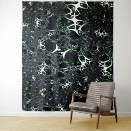 黒い宇宙、ニット上の不完全な白フラクタル タペストリー