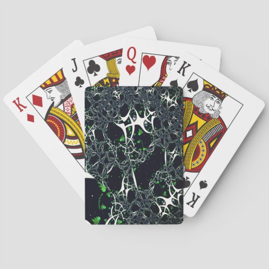 黒い宇宙、ニット上の不完全な白フラクタル トランプ (裏面)