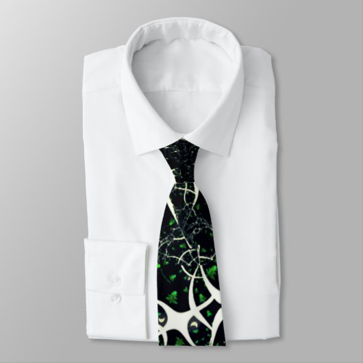 黒い宇宙、ニット上の不完全な白フラクタル ネクタイ (タイ)