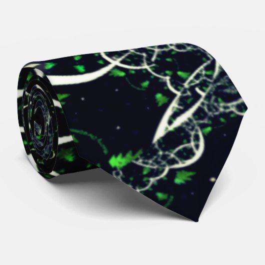 黒い宇宙、ニット上の不完全な白フラクタル ネクタイ (ロール)