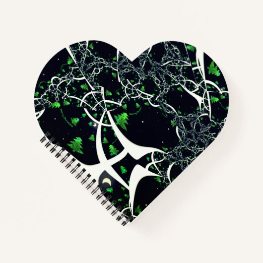 黒い宇宙、ニット上の不完全な白フラクタル ノートブック (正面)