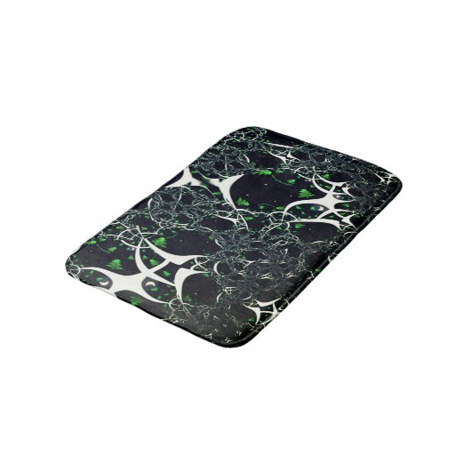 黒い宇宙、ニット上の不完全な白フラクタル バスマット (アングル)