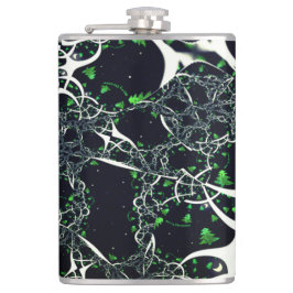 黒い宇宙、ニット上の不完全な白フラクタル フラスク