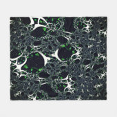 黒い宇宙、ニット上の不完全な白フラクタル フリースブランケット (正面(横))