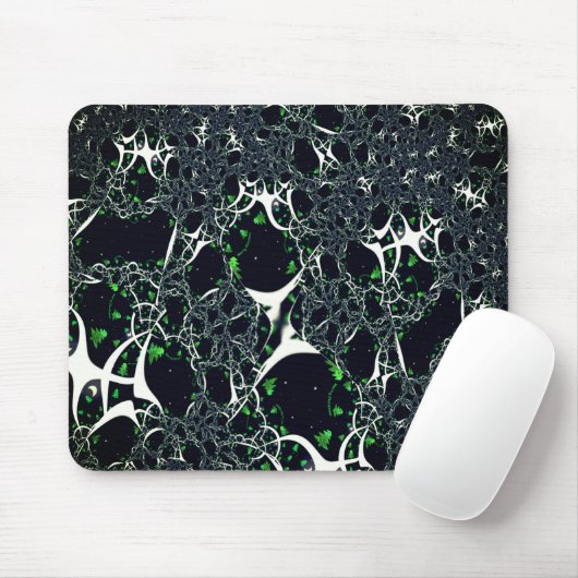 黒い宇宙、ニット上の不完全な白フラクタル マウスパッド (マウス)