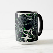 黒い宇宙、ニット上の不完全な白フラクタル マグカップ (正面右)