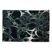 黒い宇宙、ニット上の不完全な白フラクタル 枕カバー (裏面-左)