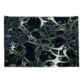 黒い宇宙、ニット上の不完全な白フラクタル 枕カバー (裏面-右)