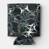 黒い宇宙、ニット上の不完全な白フラクタル 缶クーラー (正面)