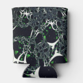 黒い宇宙、ニット上の不完全な白フラクタル 缶クーラー (裏面)