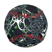 黒い宇宙、ニット上の不完全な白フラクタル 野球ボール (裏面)