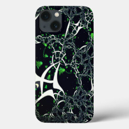 黒い宇宙、ニット上の不完全な白フラクタル iPhone 13ケース