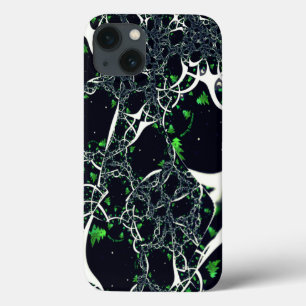 黒い宇宙、ニット上の不完全な白フラクタル iPhone 13ケース