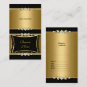 黒い宝石のエレガント金ゴールドドット上で折り畳み 名刺 (正面/裏面)