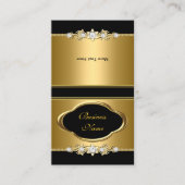 黒い宝石エレガント金ゴールドの上に折り曲げ 名刺 (正面)