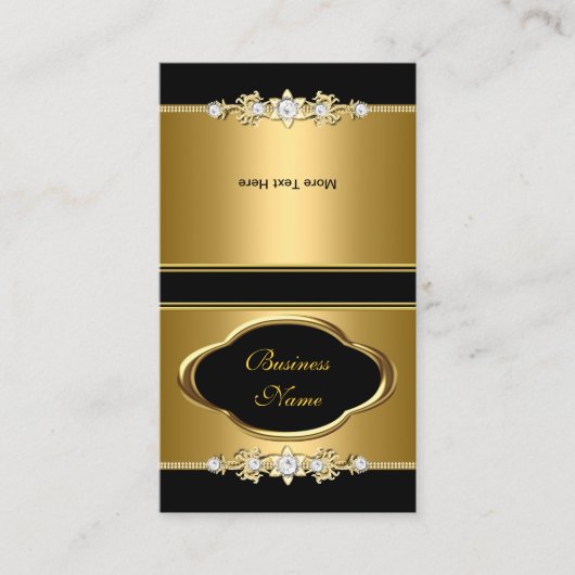 黒い宝石エレガント金ゴールドの上に折り曲げ 名刺 (正面)